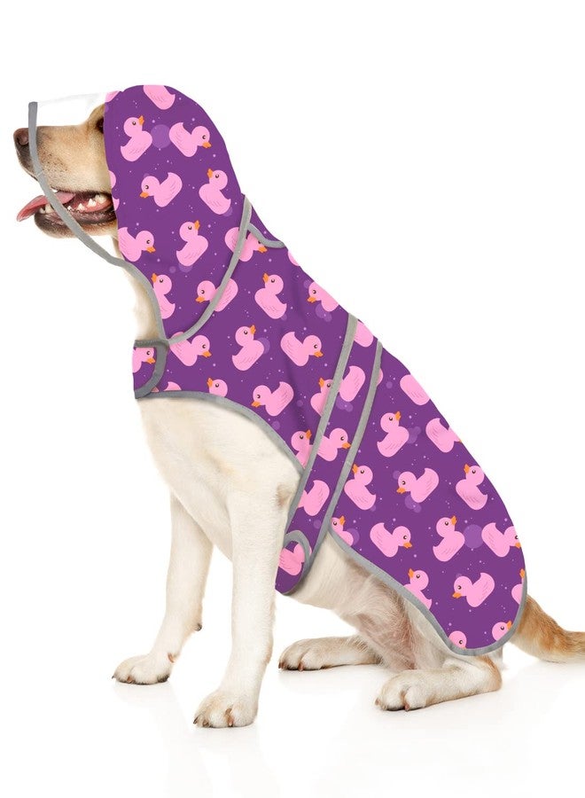 HDE Dog Raincoat with Clear Hood Rain Jacket Poncho for Small Medium Large Dogs Ducks Purple - XXL - Image 1